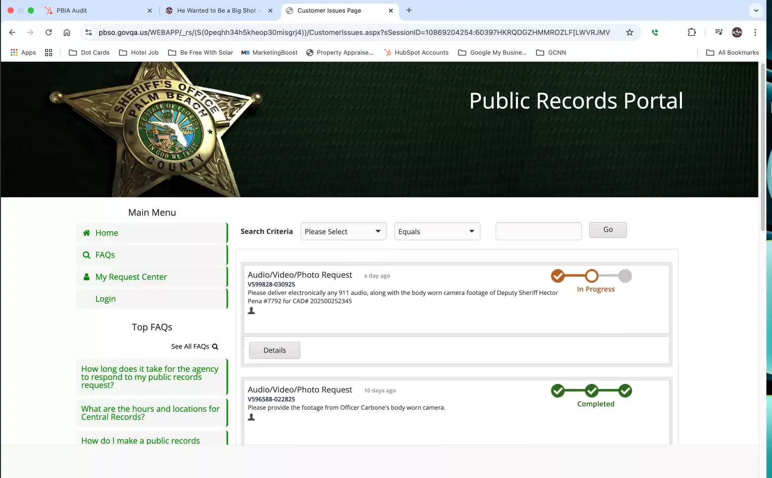 Public Records Request For Palm Beach Sheriff's Office GCNN Good Citizen News Network goodcitizennewsnetwork.com News That's Not Fake